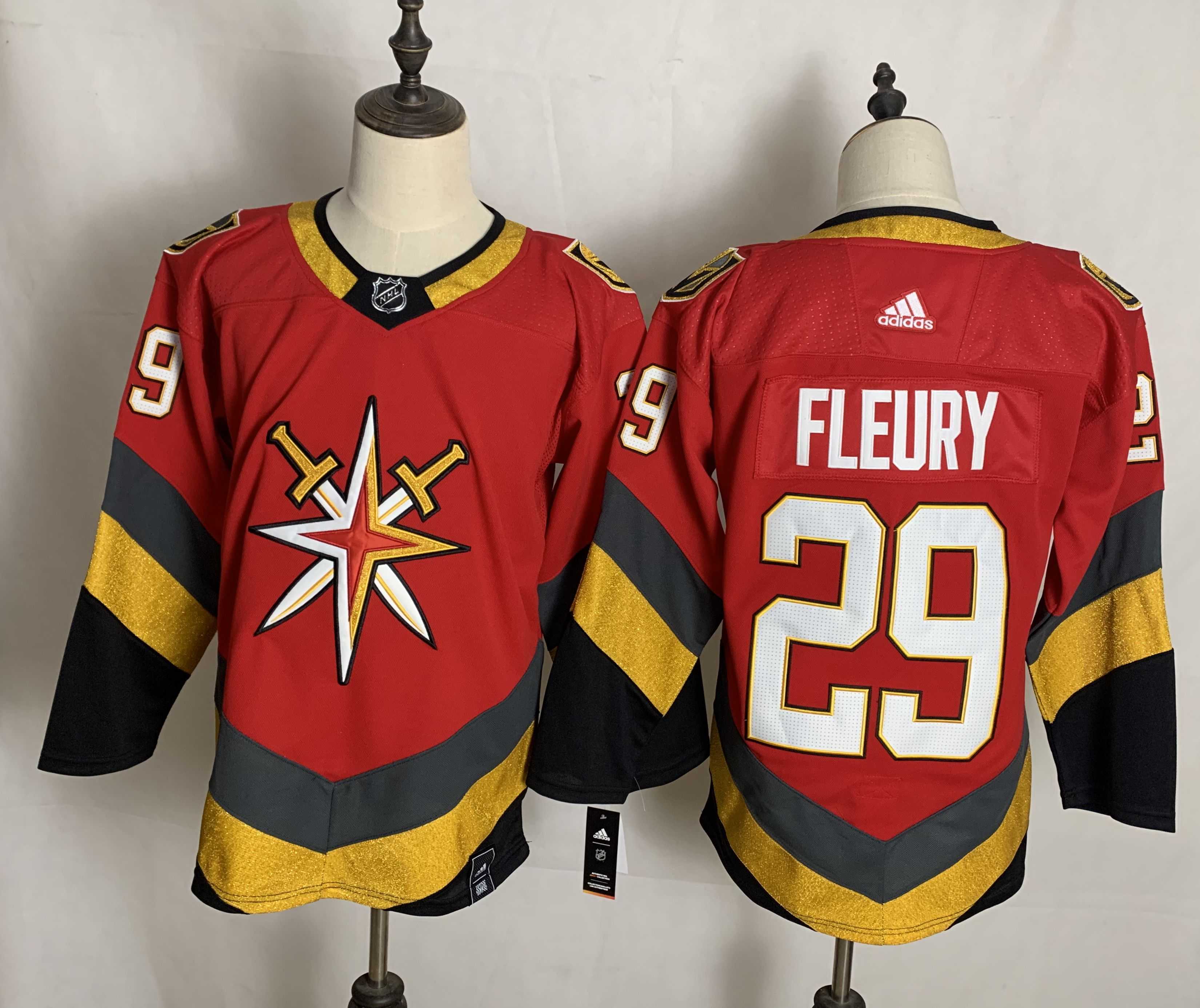 Men Vegas Golden Knights 29 Fleury Red Authentic Stitched 2020 Adidias NHL Jersey